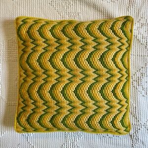 Yellow‎ and Green 70s Handwoven Throw Pillow